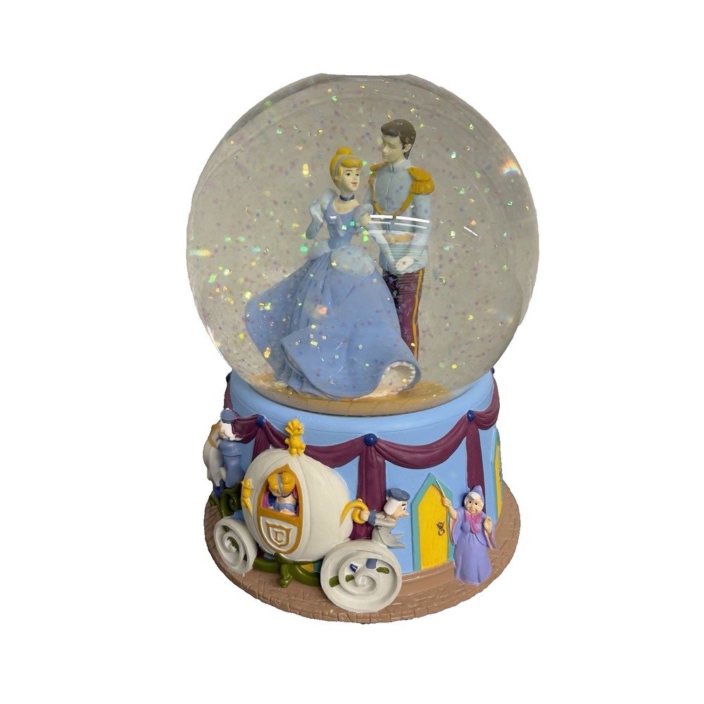 Disney Cinderella Prince Charming Musical Snow Globe Enesco "I Love You Truly"